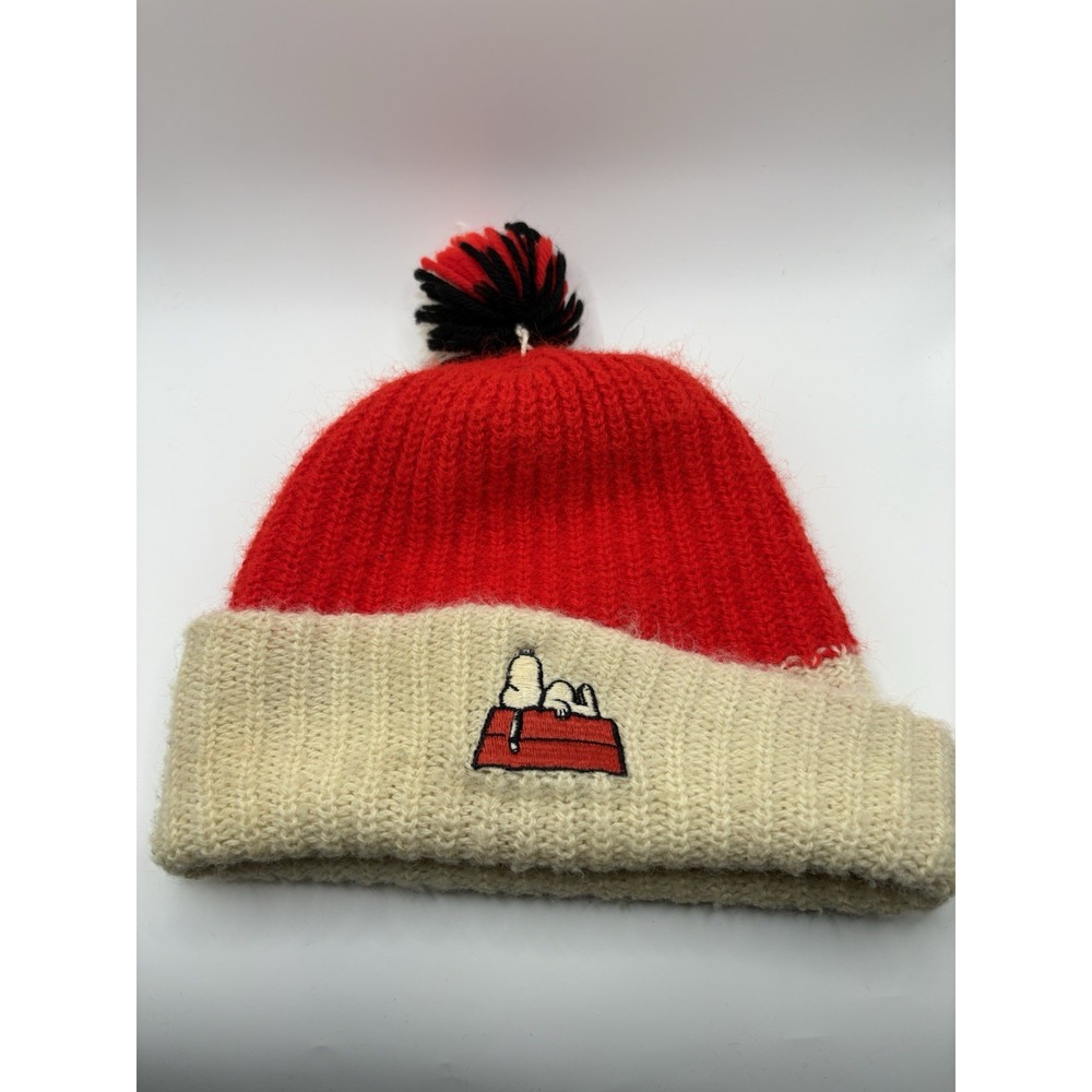 Vintage Snoopy Peanuts Knit Beanie Pom Hat Orlon Acrylic USA 1958 UFS